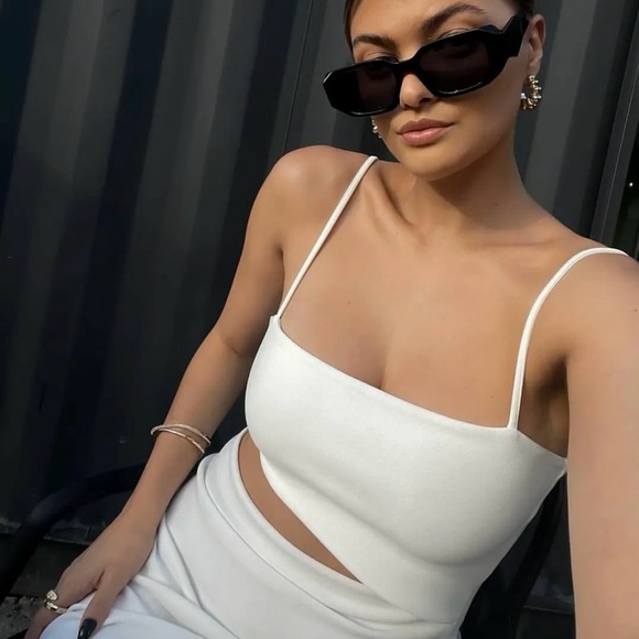 Zara Cut Out Midi Bodycon Shower Bridal Wedding Dress - Picture 3 of 12